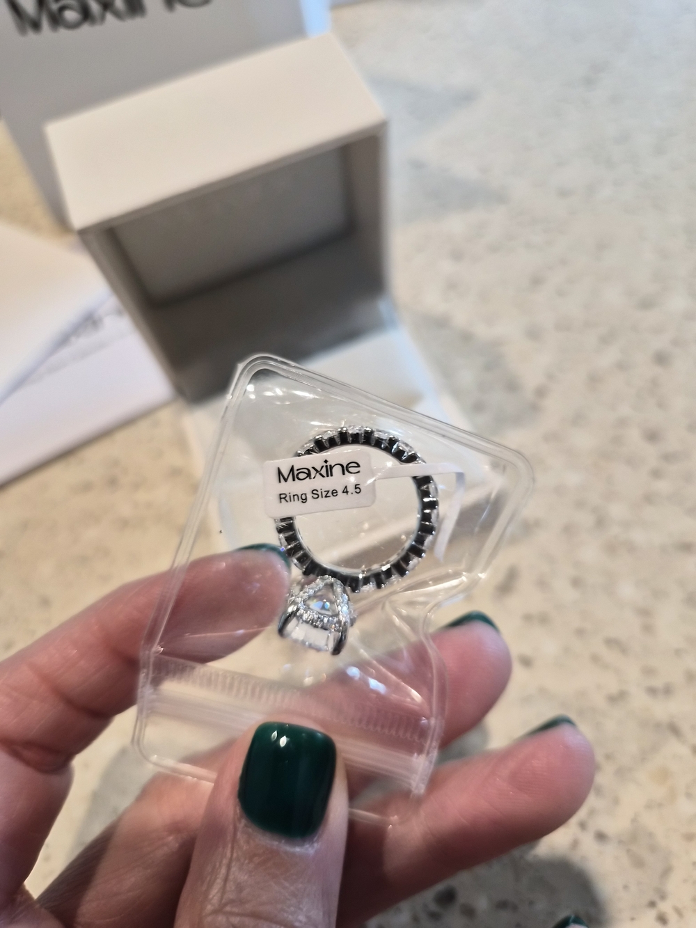 Maxine 9.25 Silver Moissanite  Eternity Ring (Size 4.5)
